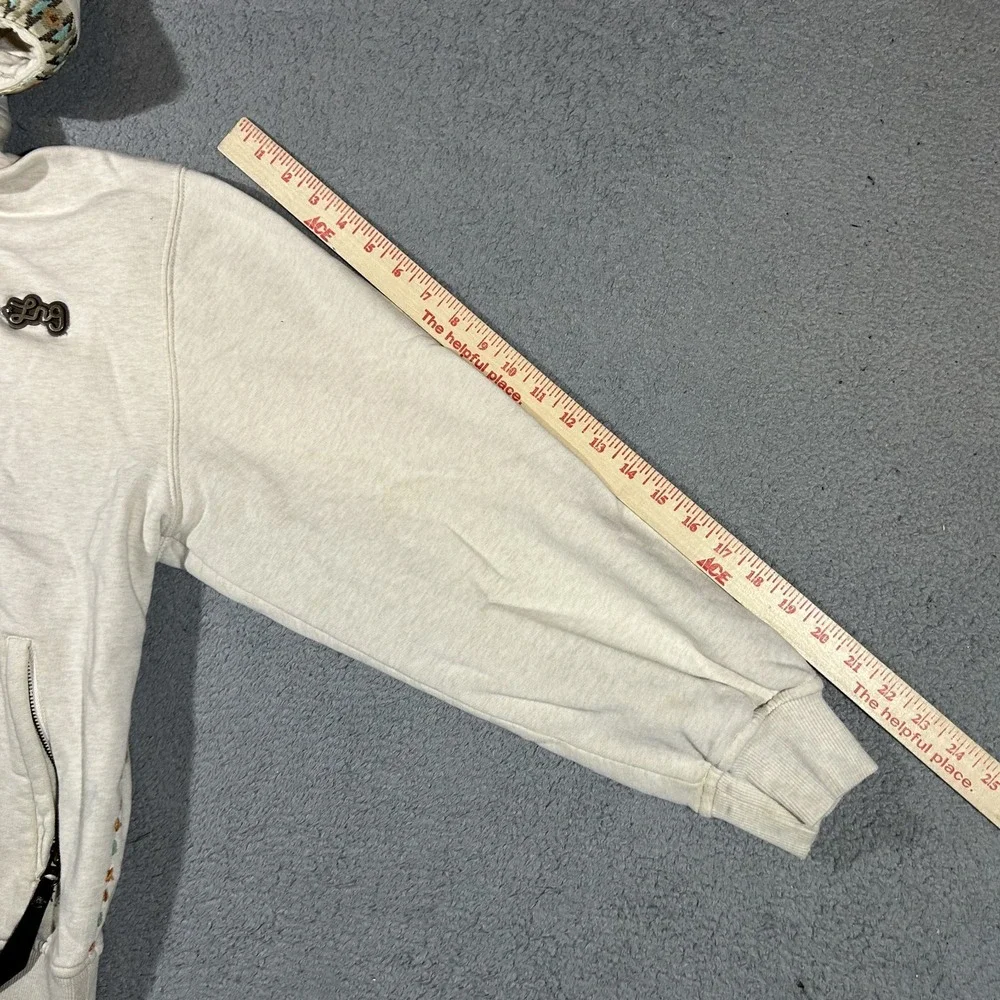 LRG Men's Cream Full Zip Hoodie Aztec Southwestern 90s Vintage Mens Medium #3328
